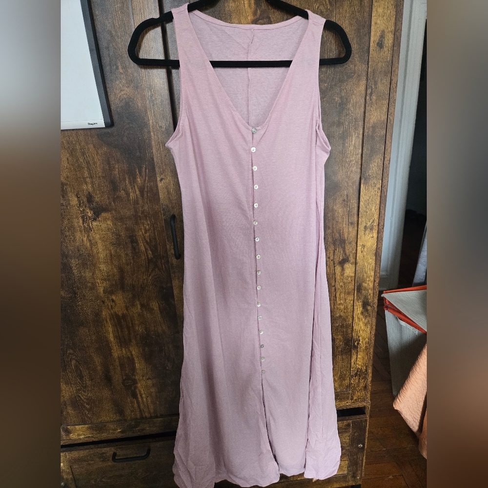 Sleeveless Button-Front Pink Maxi Dress
